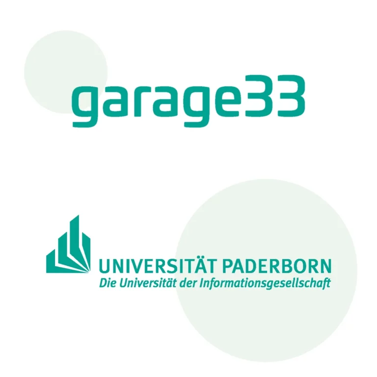 Logos of garage33 (Startup Incubator) and Paderborn University