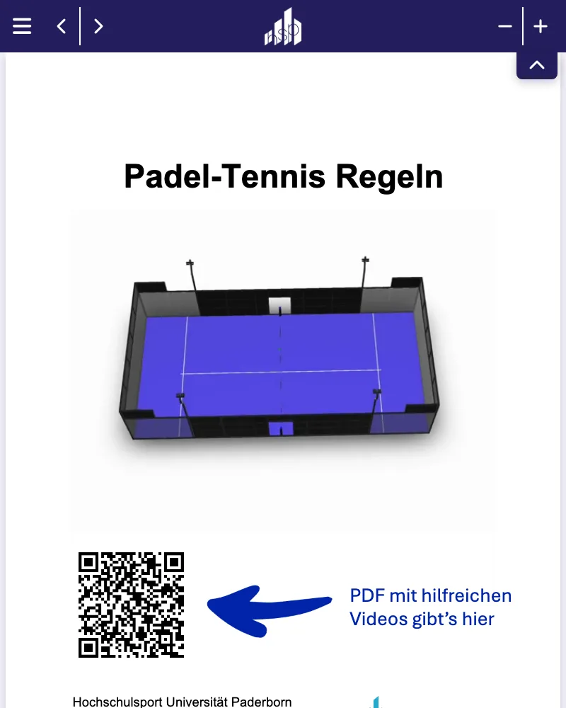 Vorschau des Live-Beispiels: Padel-Tennis-Regeln